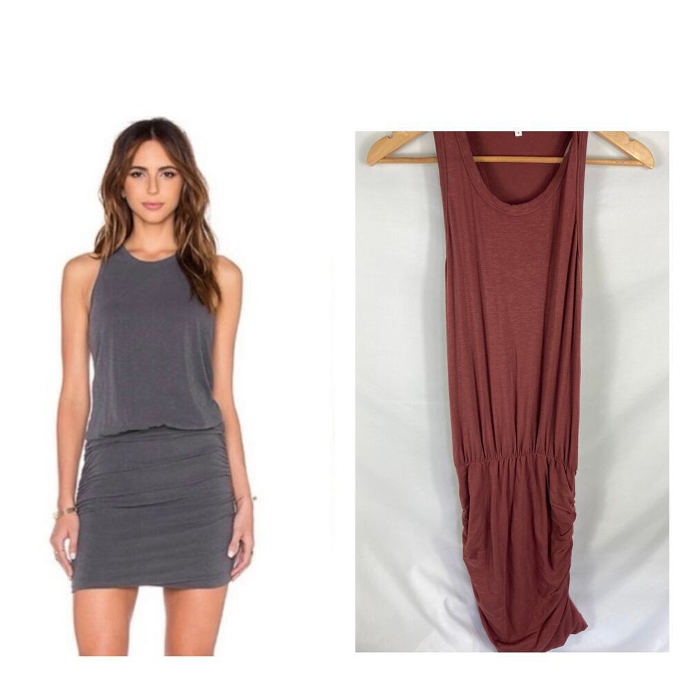 Sundry Burgundy Ruched Bottom Racerback Dress Size 3 / Large
